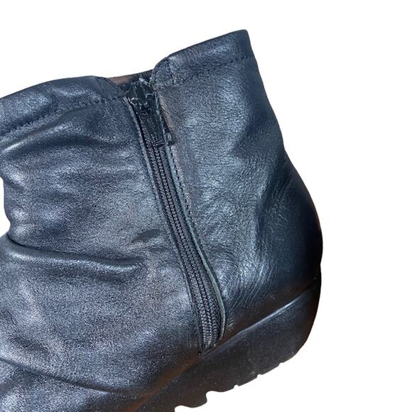 Munro Black Leather Ankle Sie Zipper Walking Wedge Bootie Women Sz 7.5 - Picture 7 of 16
